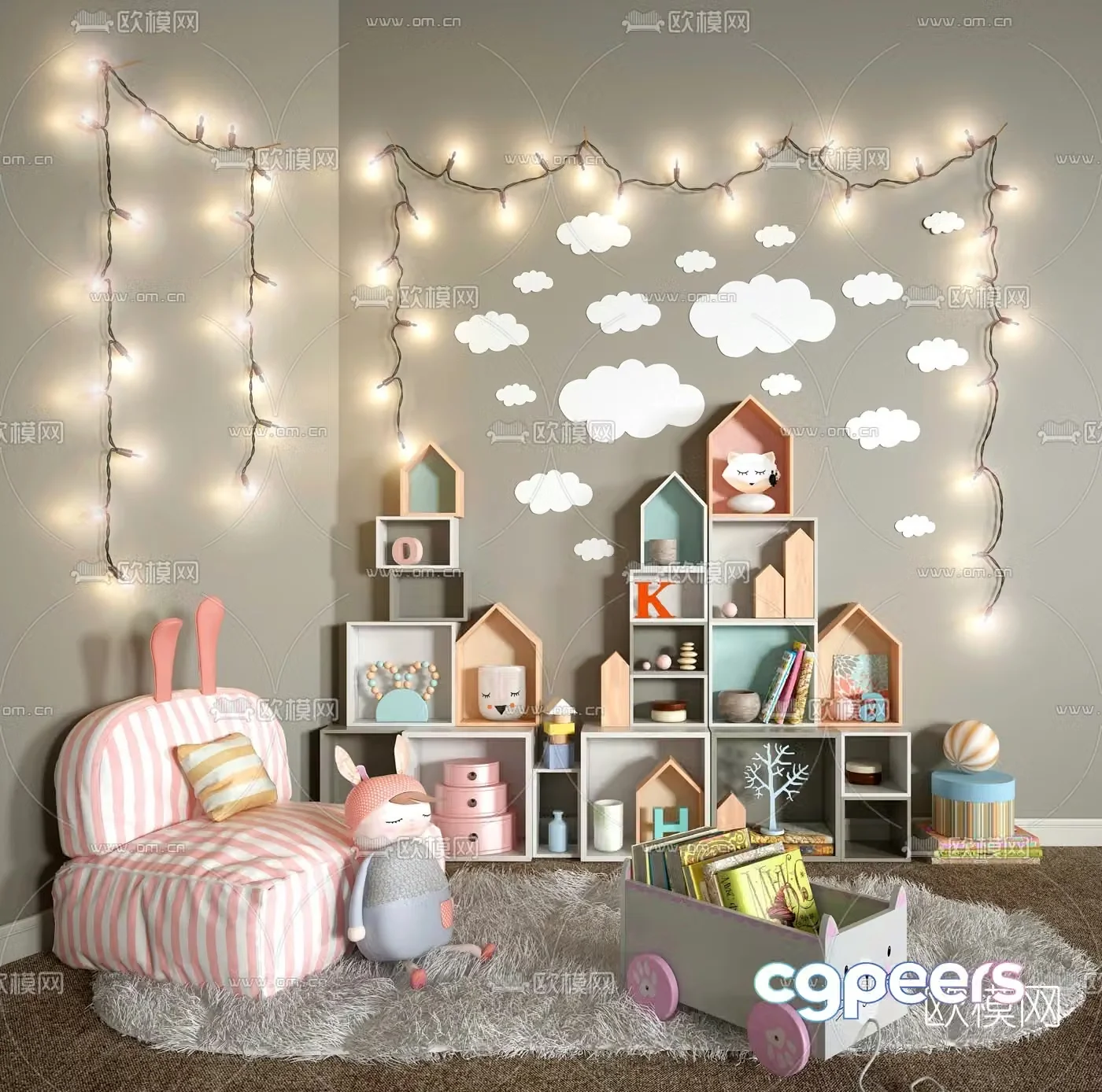 Modern children’s sofa children’s cabinet 3d model