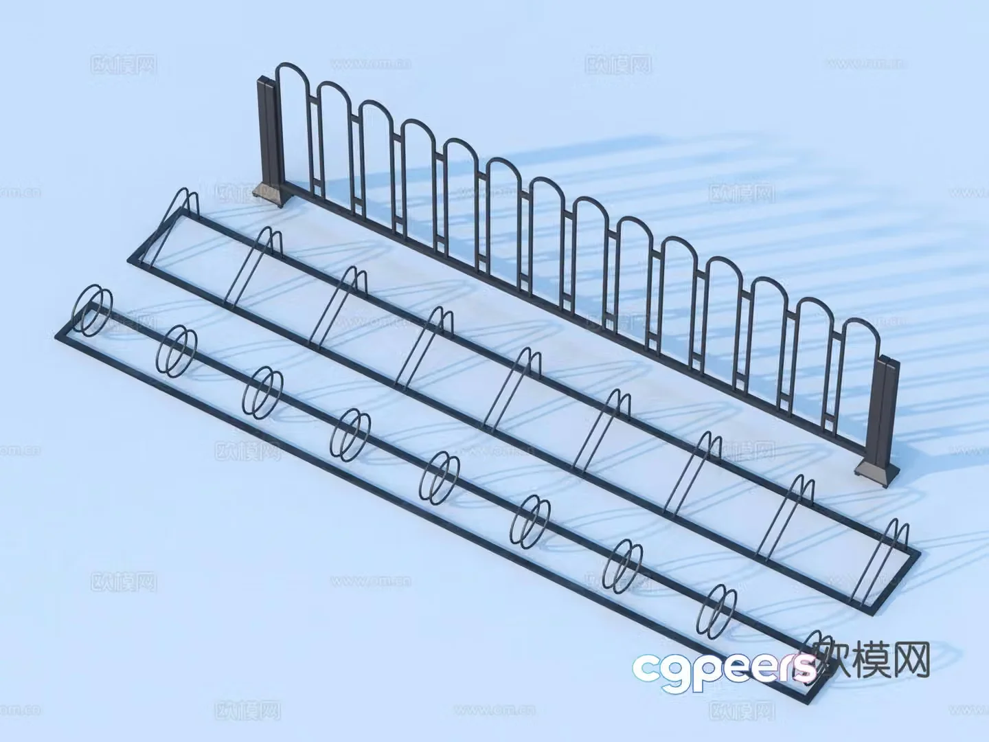 guardrail railing fence wrought iron fence 3d model
