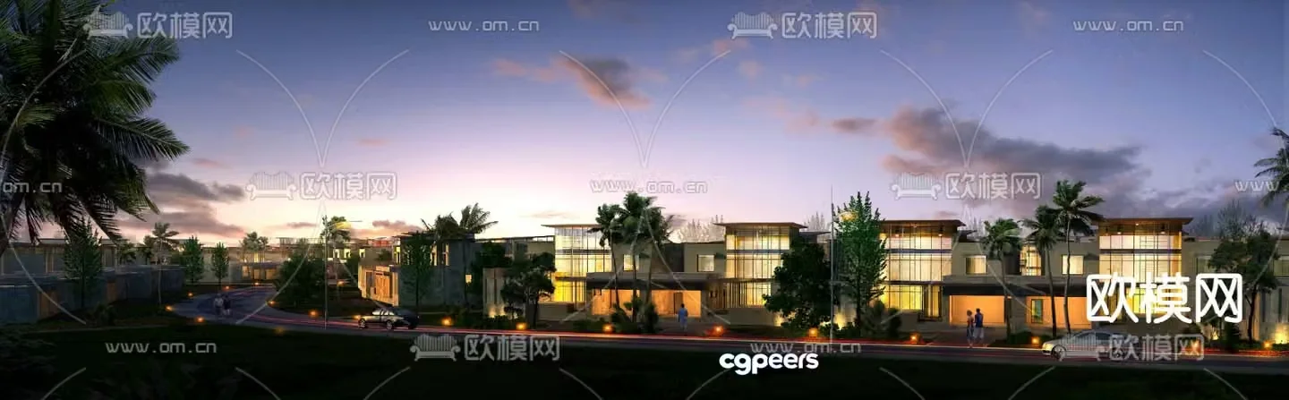 Residential night view appearance PSD