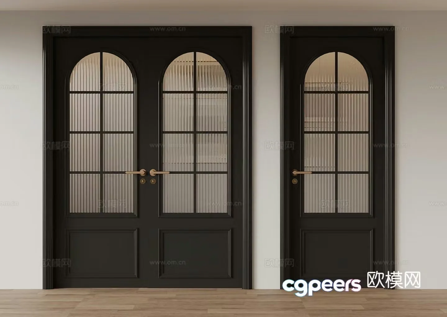French double door Changhong glass door bathroom door 3D model