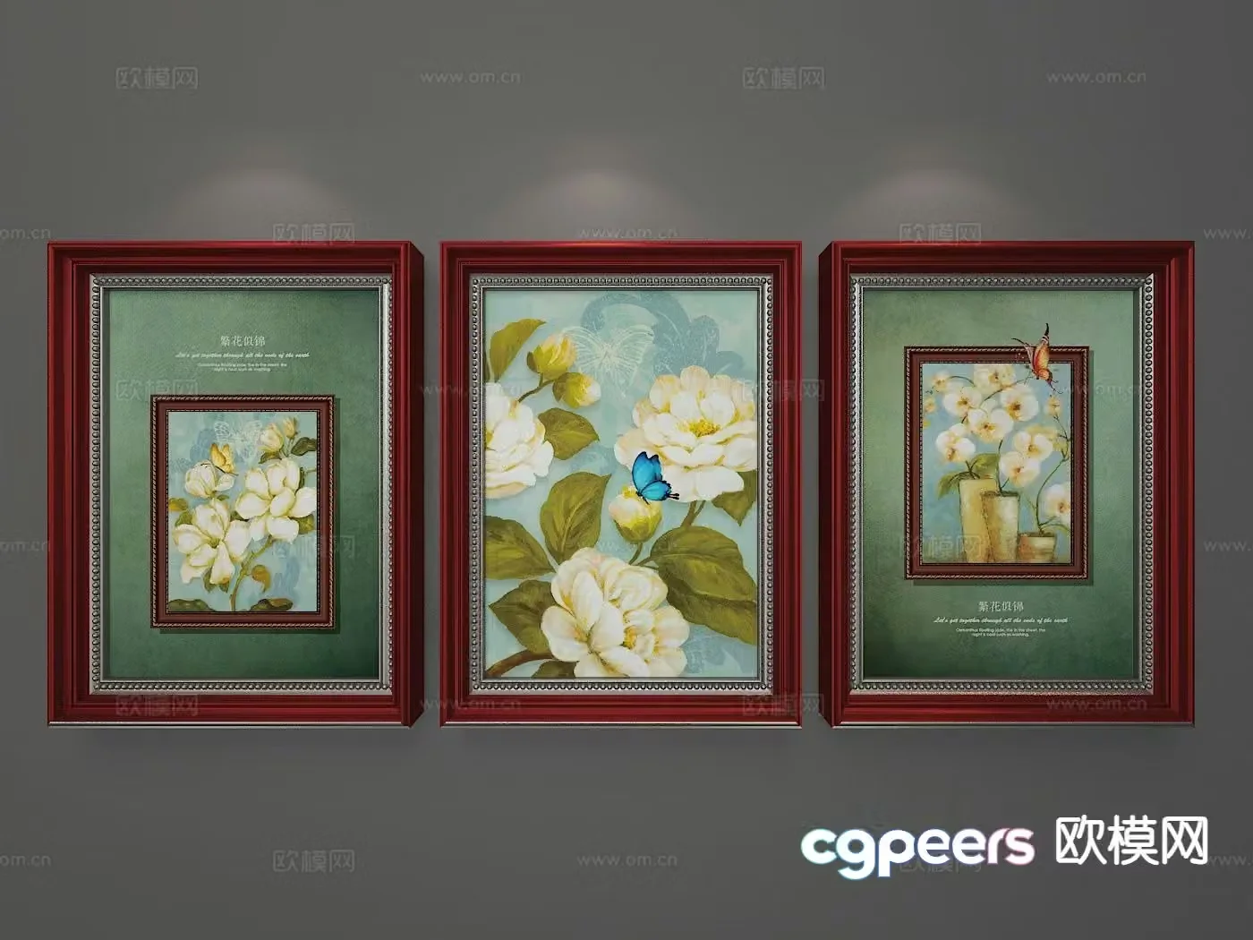 American decorative painting art painting flower hanging painting 3D model