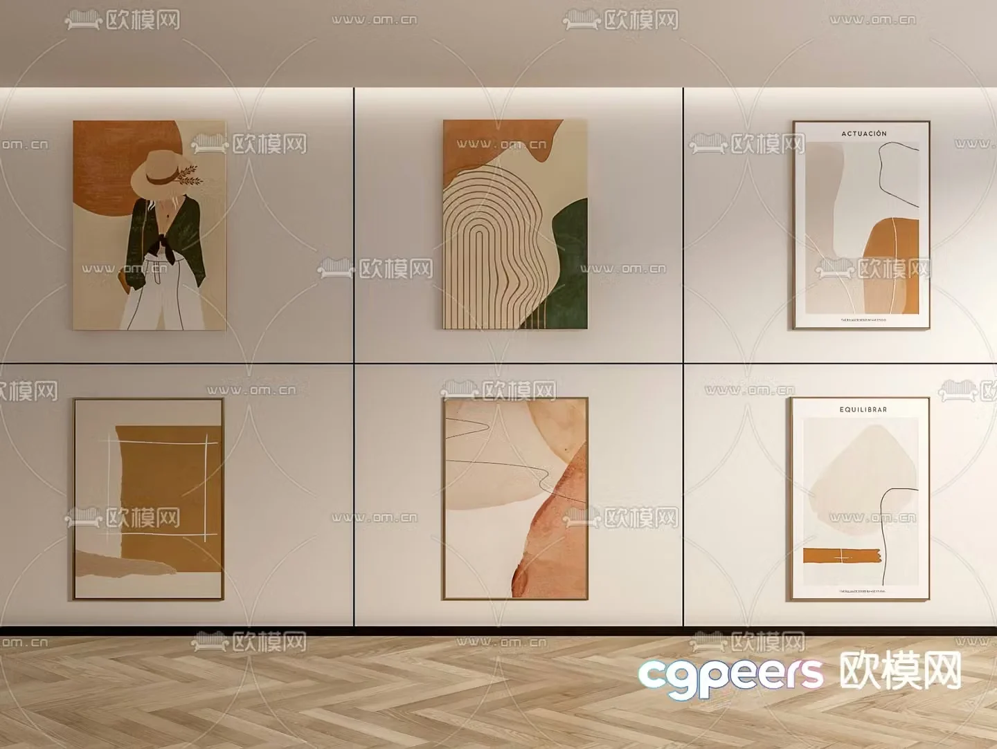 Cream style decorative painting Simple painting Combination painting 3D model
