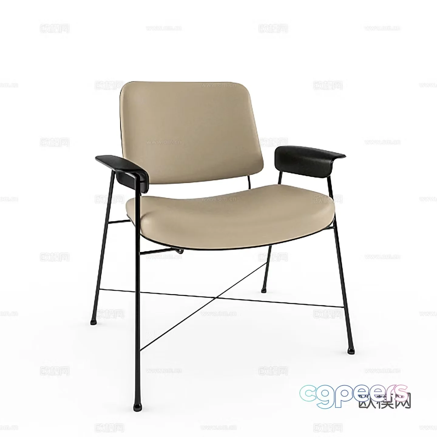 Modern casual chair leather chair dining chair single chair 3d model