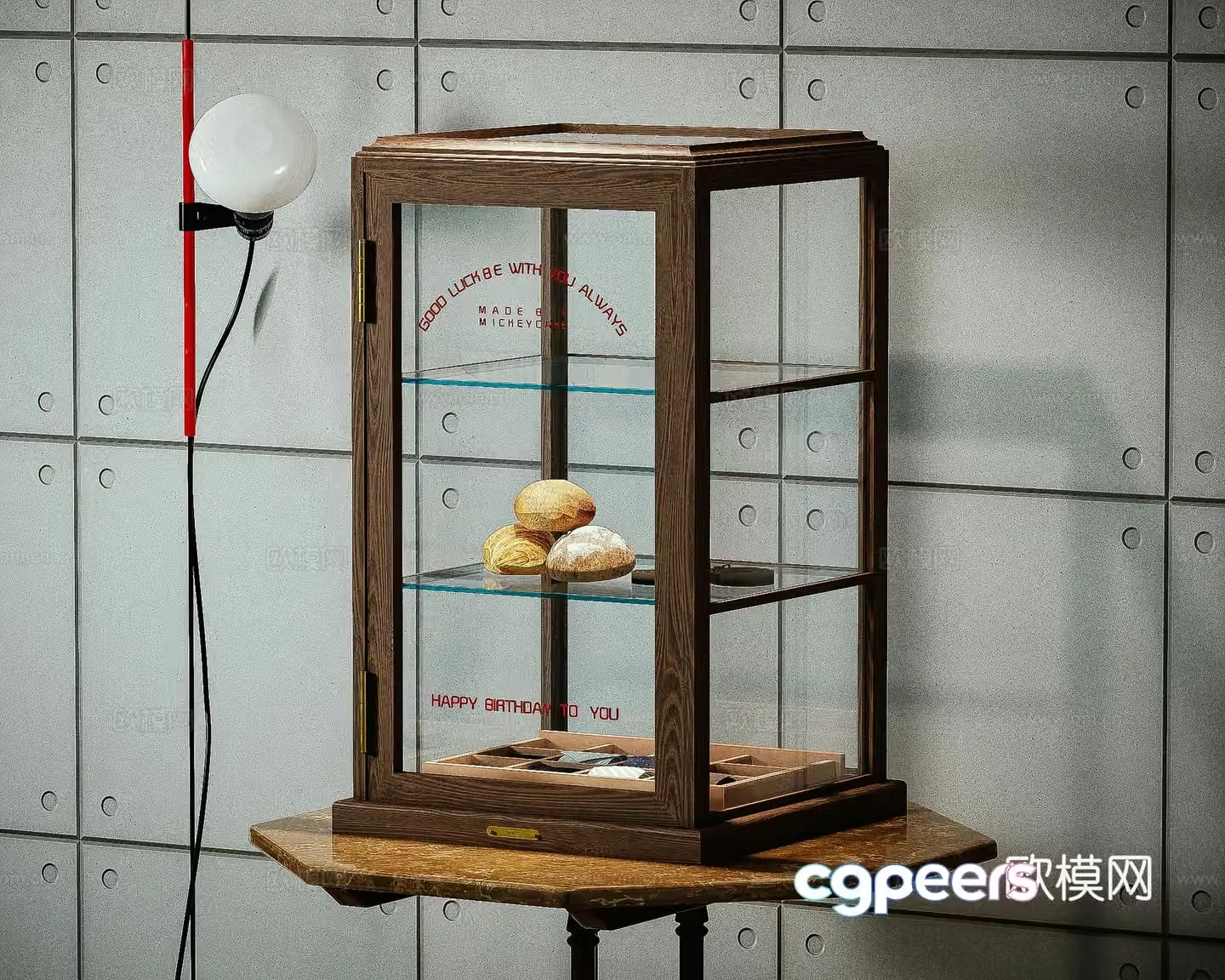 American retro figure cabinet Jewelry cabinet Bread cabinet Decorative storage cabinet 3D model