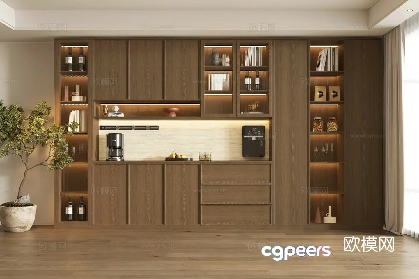 New Chinese wine cabinet side wine cabinet decorative wine cabinet accessories ornaments 3D model