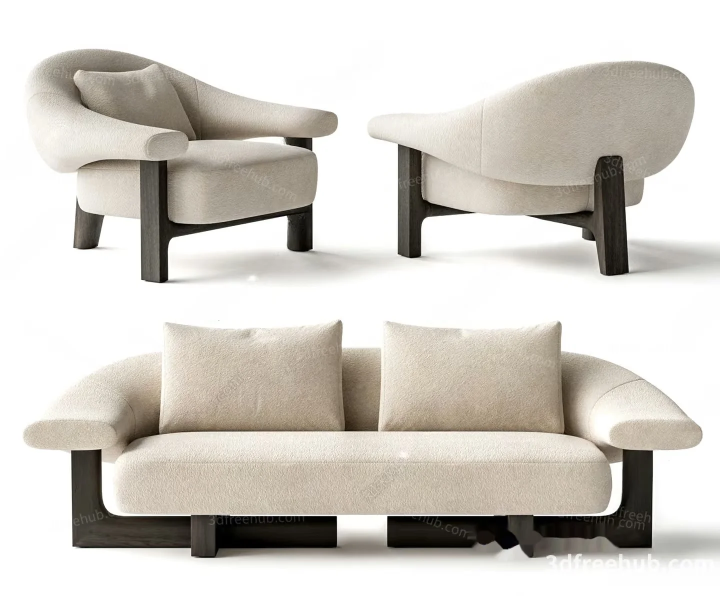 Modern Sofa Set 3D Model – 19878 – VRAY Render