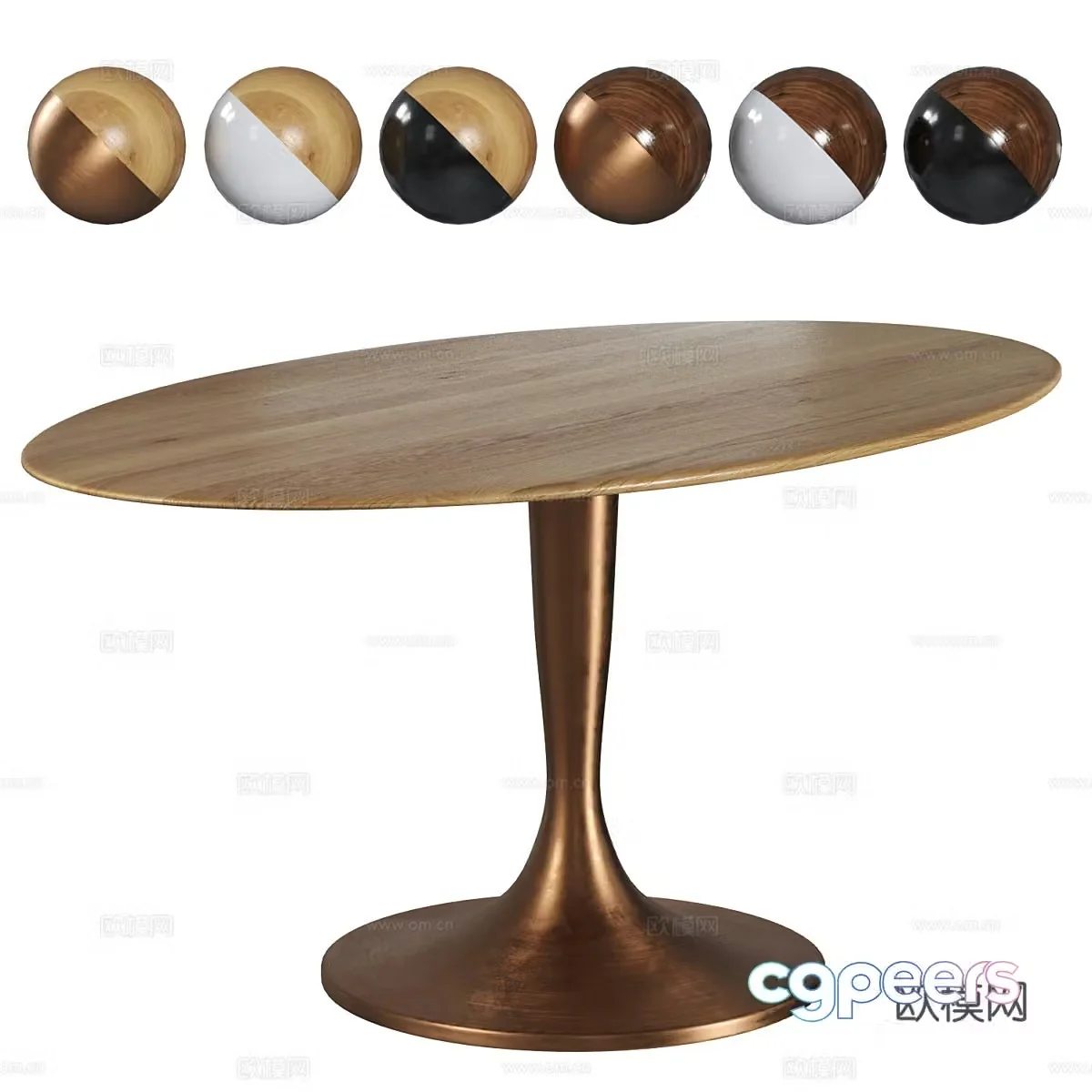 Modern light luxury Hisia oval dining table 3D model