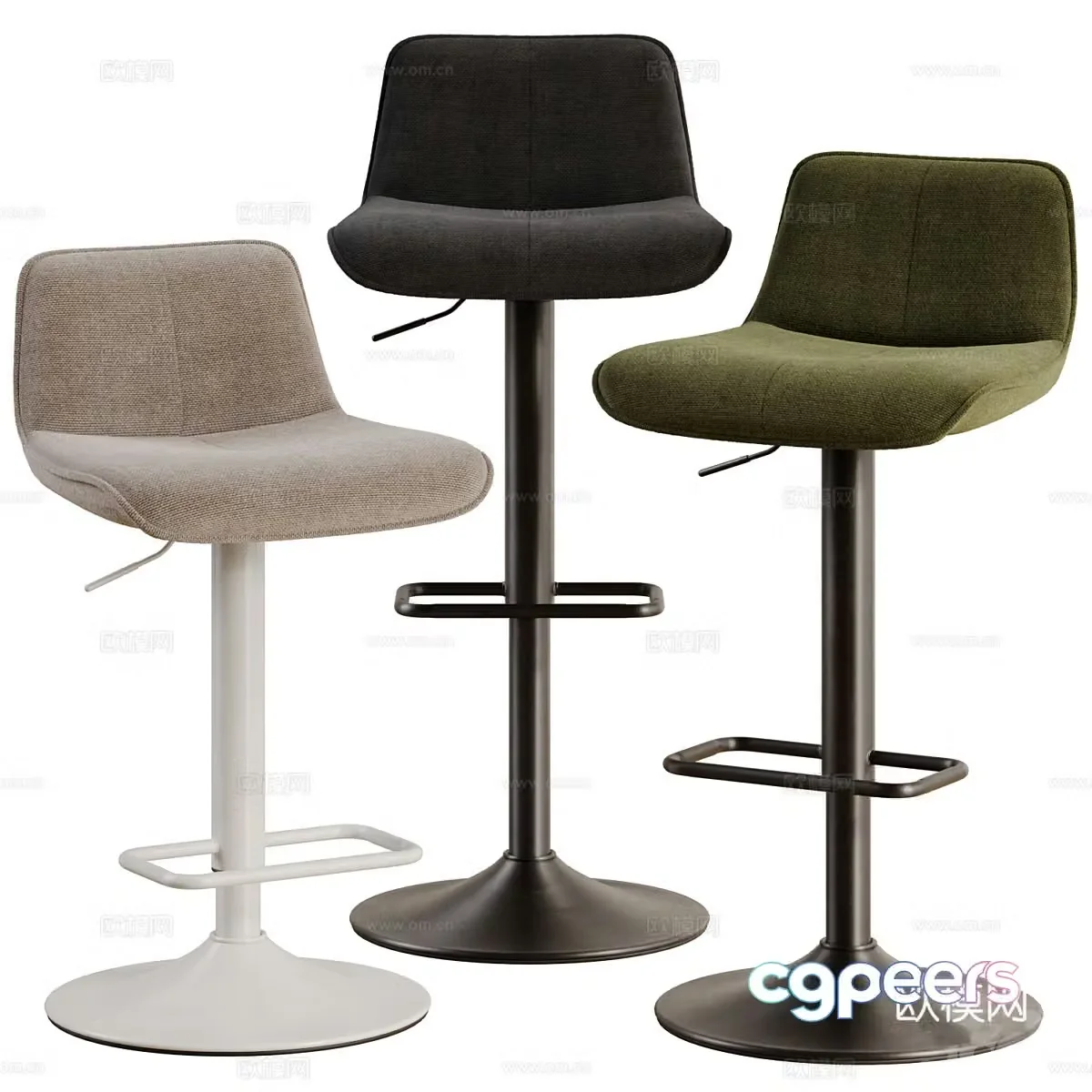 Modern Italian light luxury bar chair 3D model
