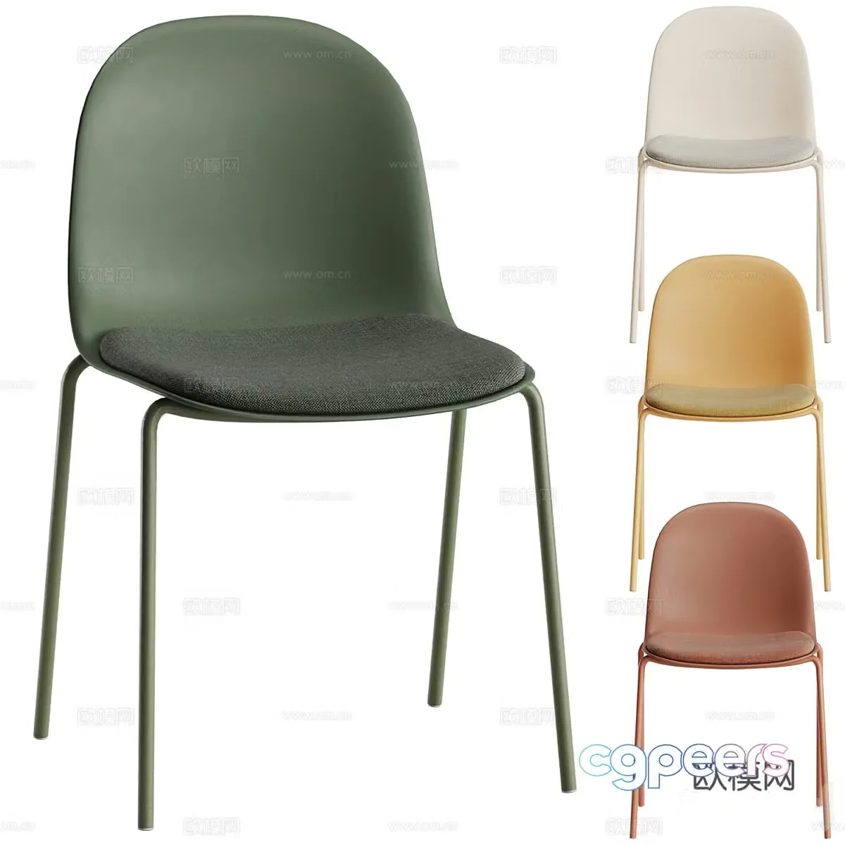 Modern Creamy Chair 3d Model