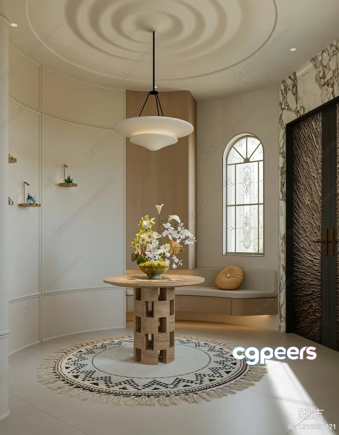 Cozy Entryway With Round Table 3D Model – 8952 – VRAY Render