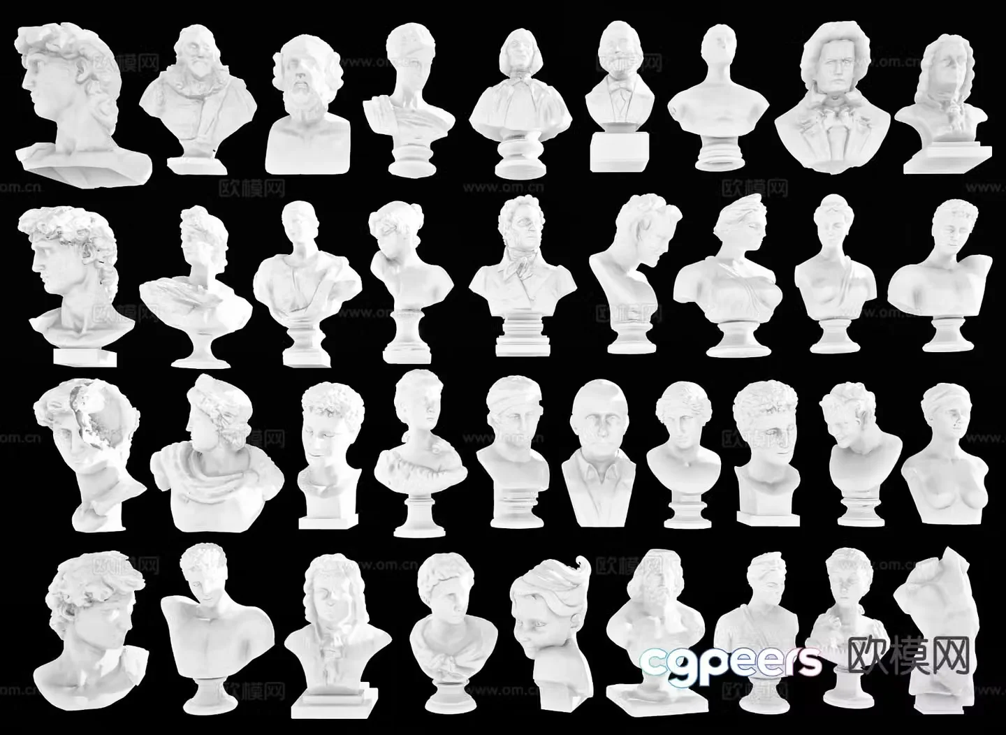 European plaster head sculpture 3D model