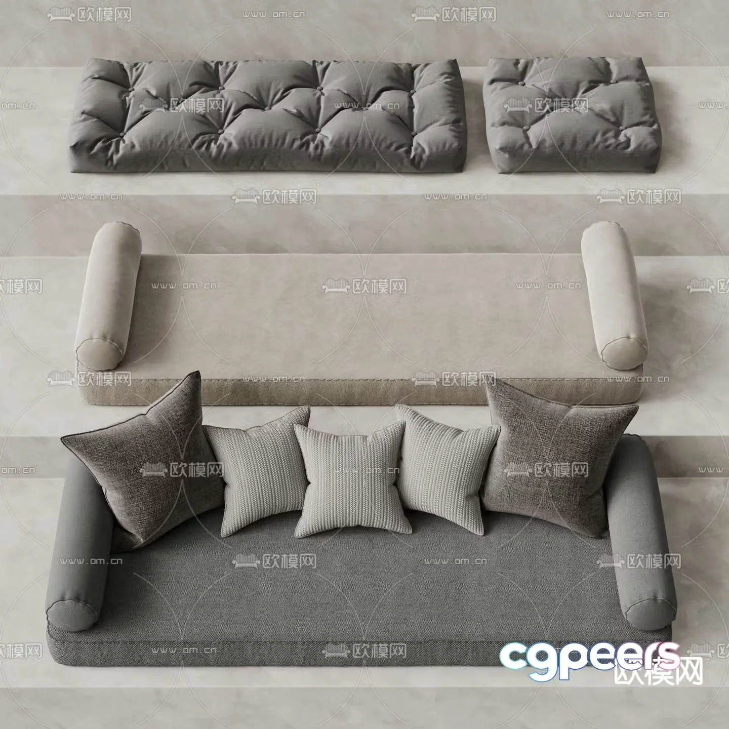 Cushion bay window cushion sofa cushion 3d model