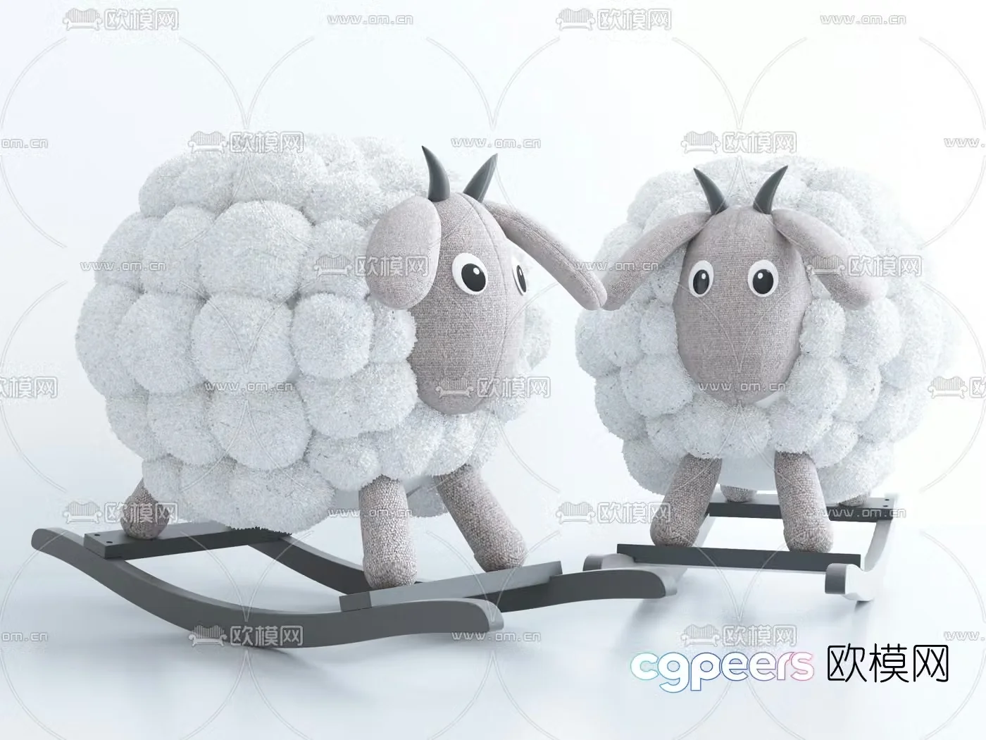 Modern sheep children’s rocking chair 3d model