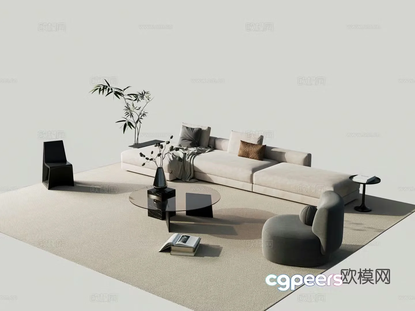 Modern sectional sofa 3d model