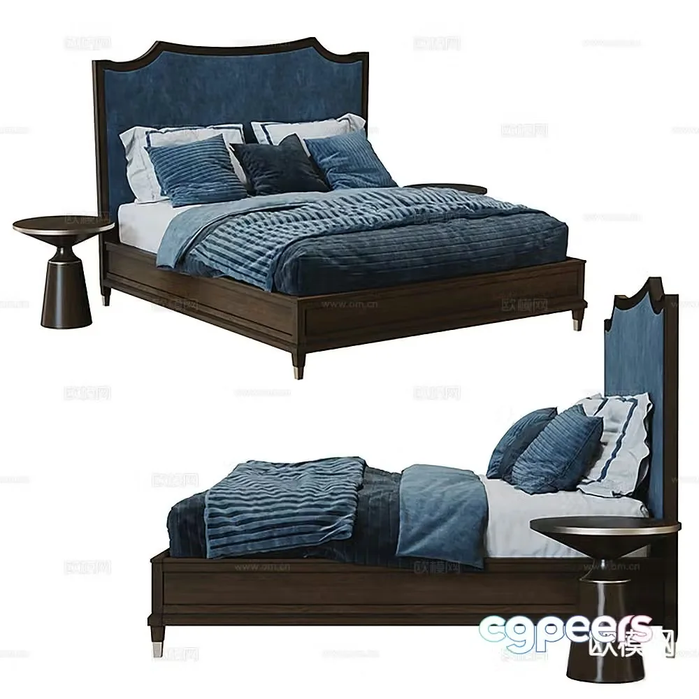 Chinese double bed 3d model