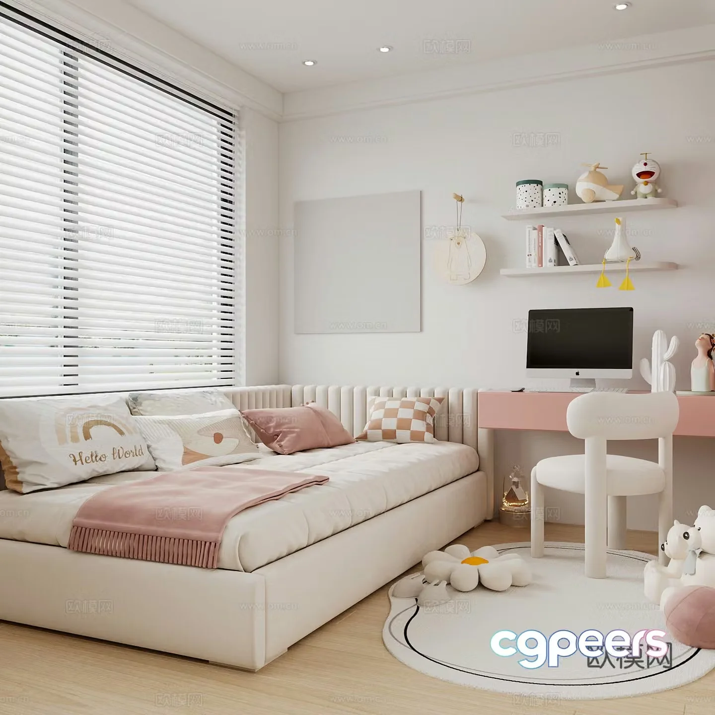 Modern children’s room boy’s room girl’s room children’s bed children’s wardrobe children’s desk 3d model