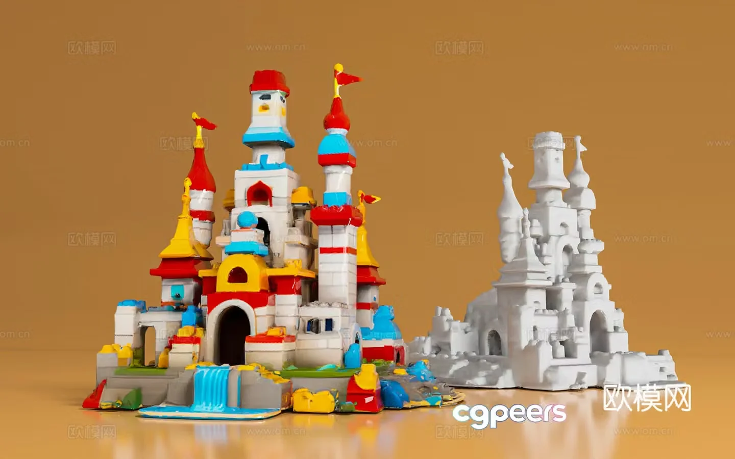 Toy Castle Building Blocks Props Game Scene Cartoon Fantasy Q Version Beauty Chen Atmosphere 3D Model