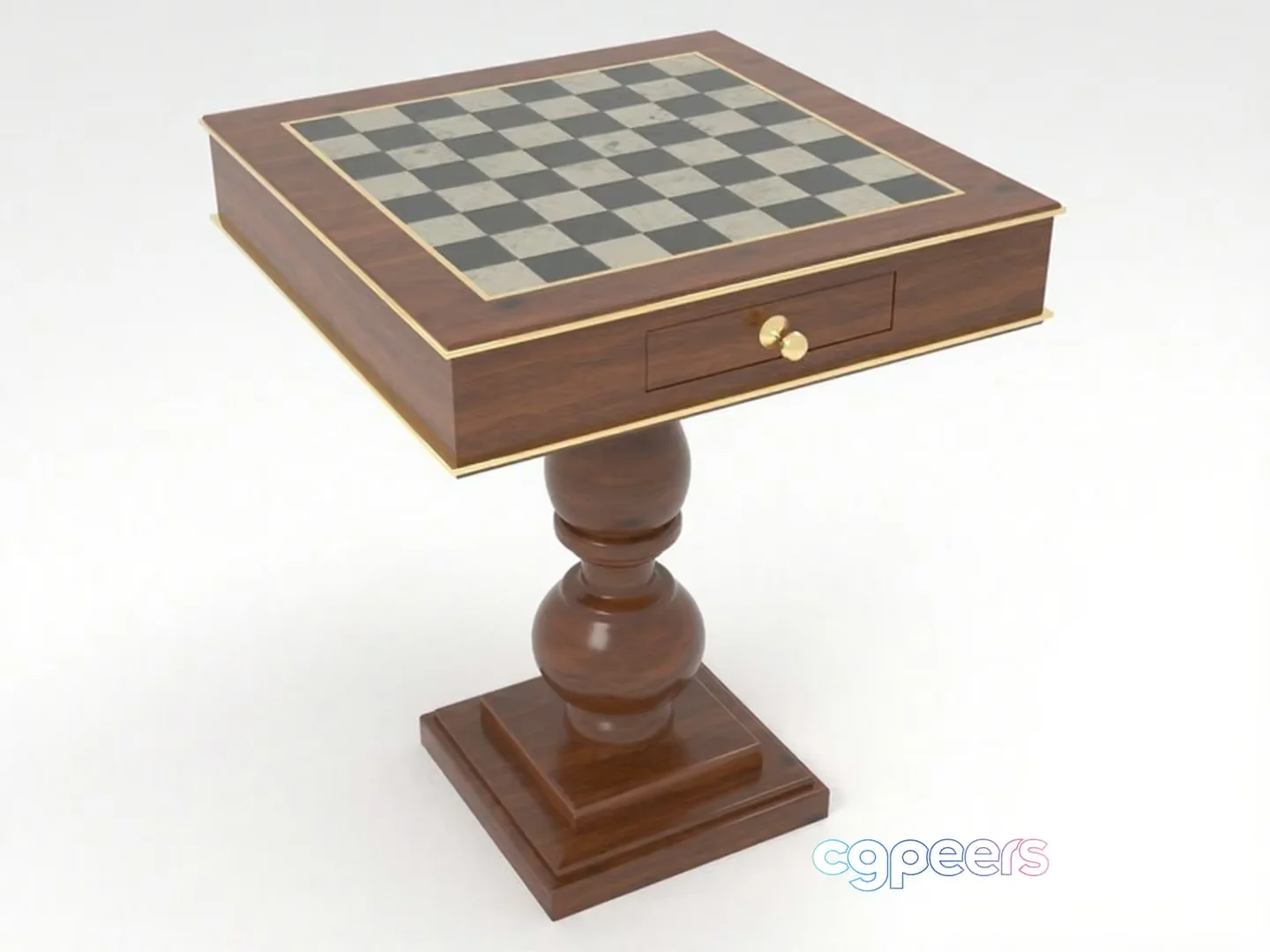 A Wooden Chess Table 3D Model – 7715 – VRAY Render