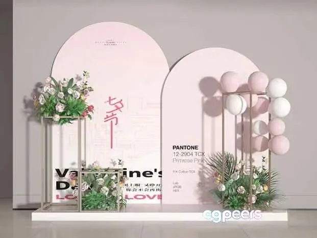 A Decorative Display With Pink And White Balloons 3D Model – 11144 – VRAY Render