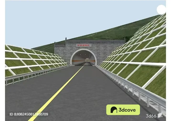 A Tunnel With A Road And Green Hills