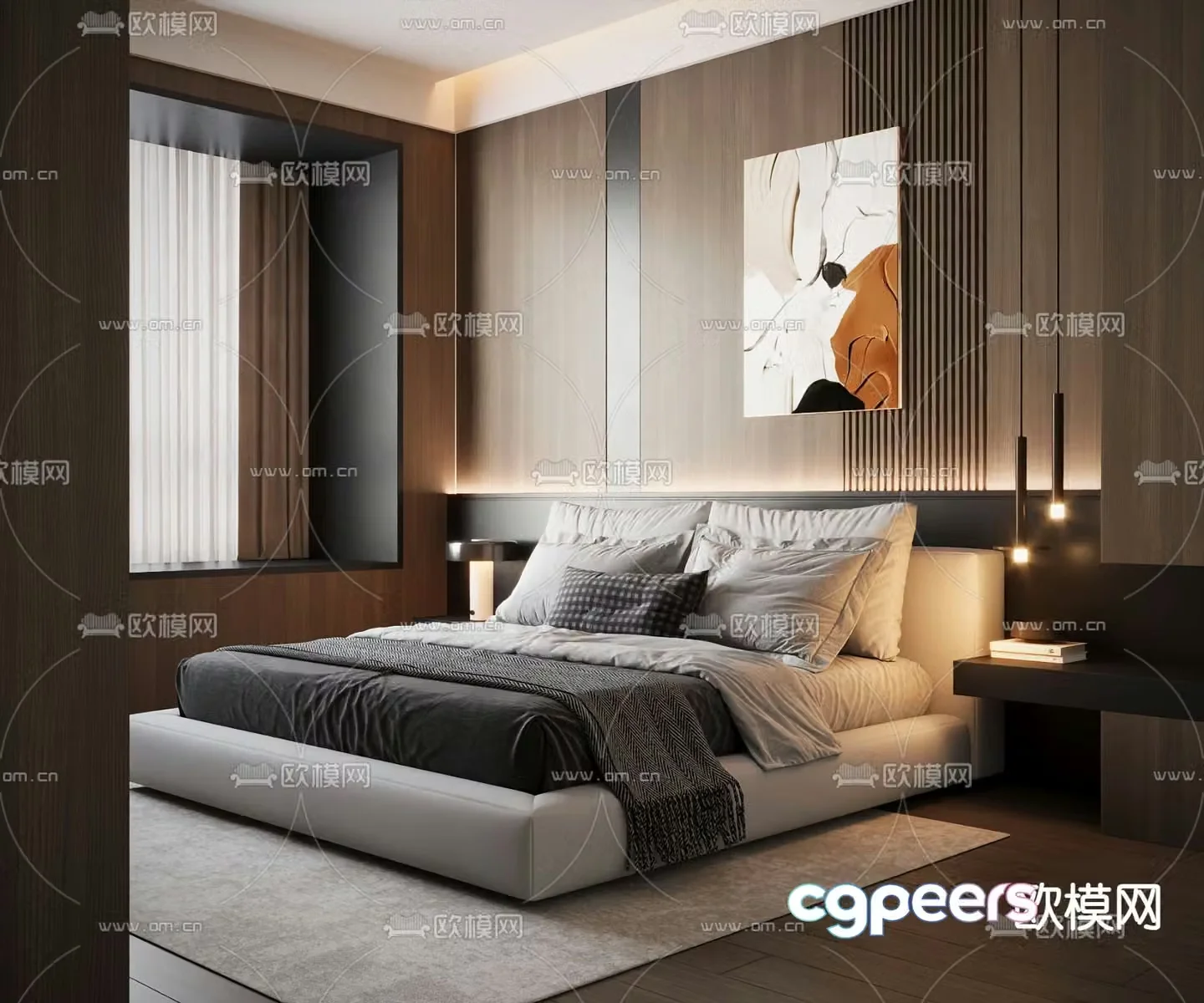 Italian double bed 3d model