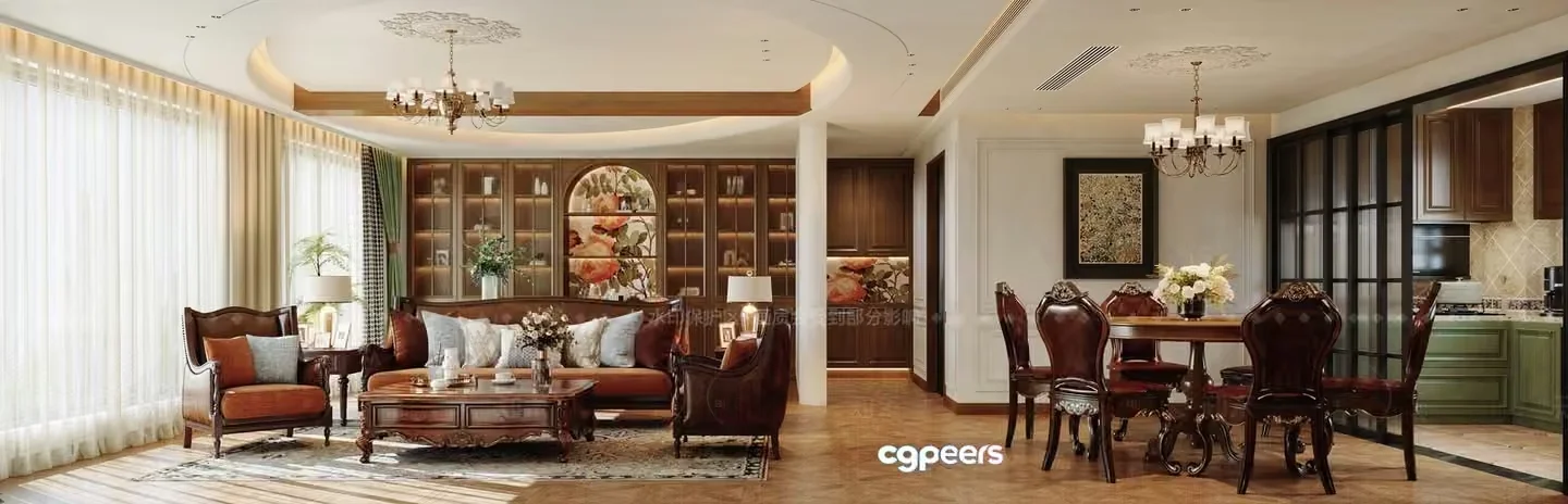 Classic Living Room 3D Model – 19832 – VRAY Render