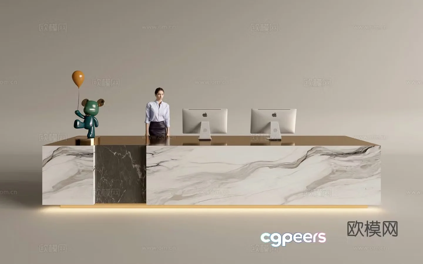 Modern company front desk reception area bar reception desk service desk 3d model