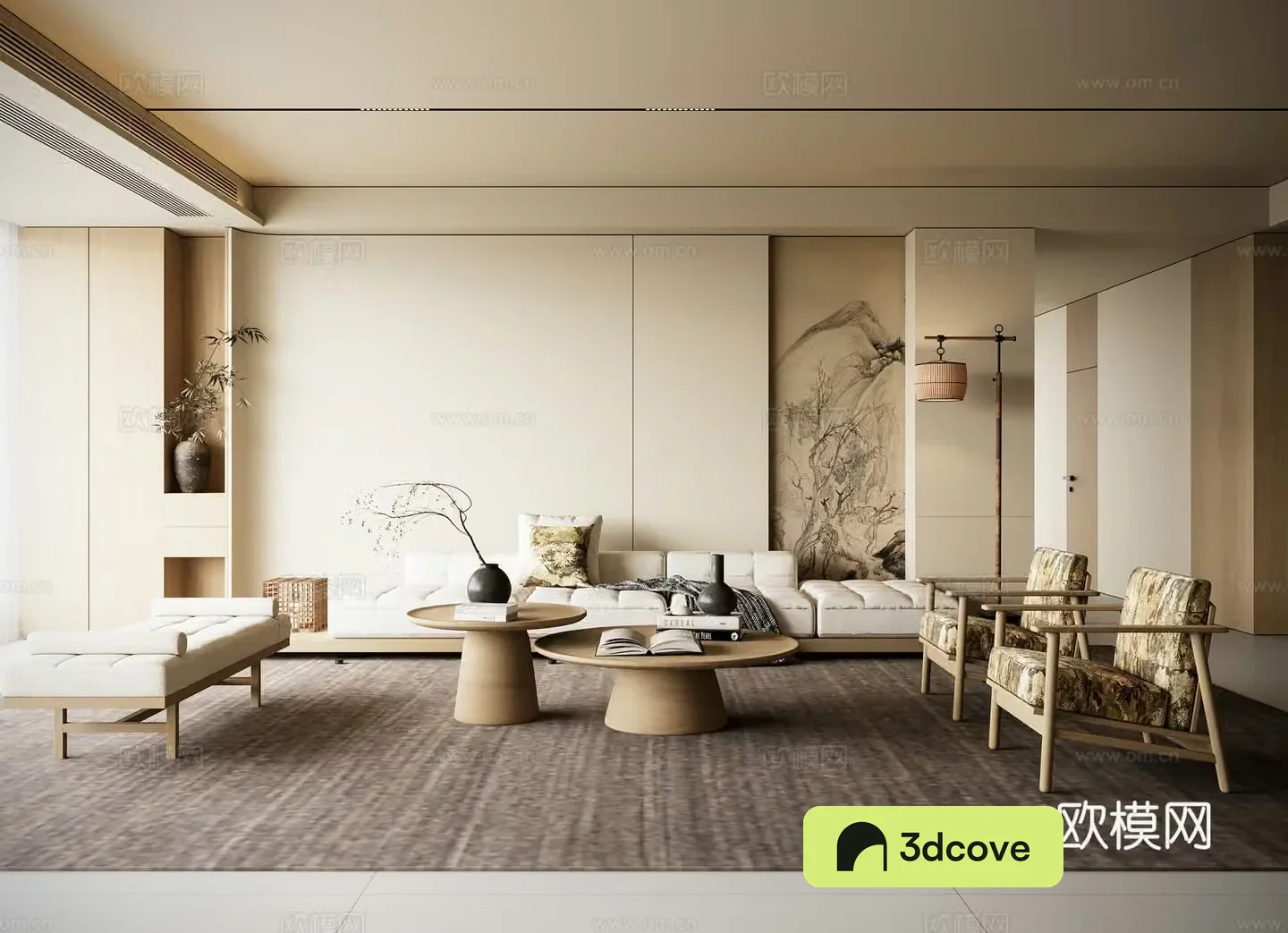 Song Dynasty aesthetic living room sofa wall