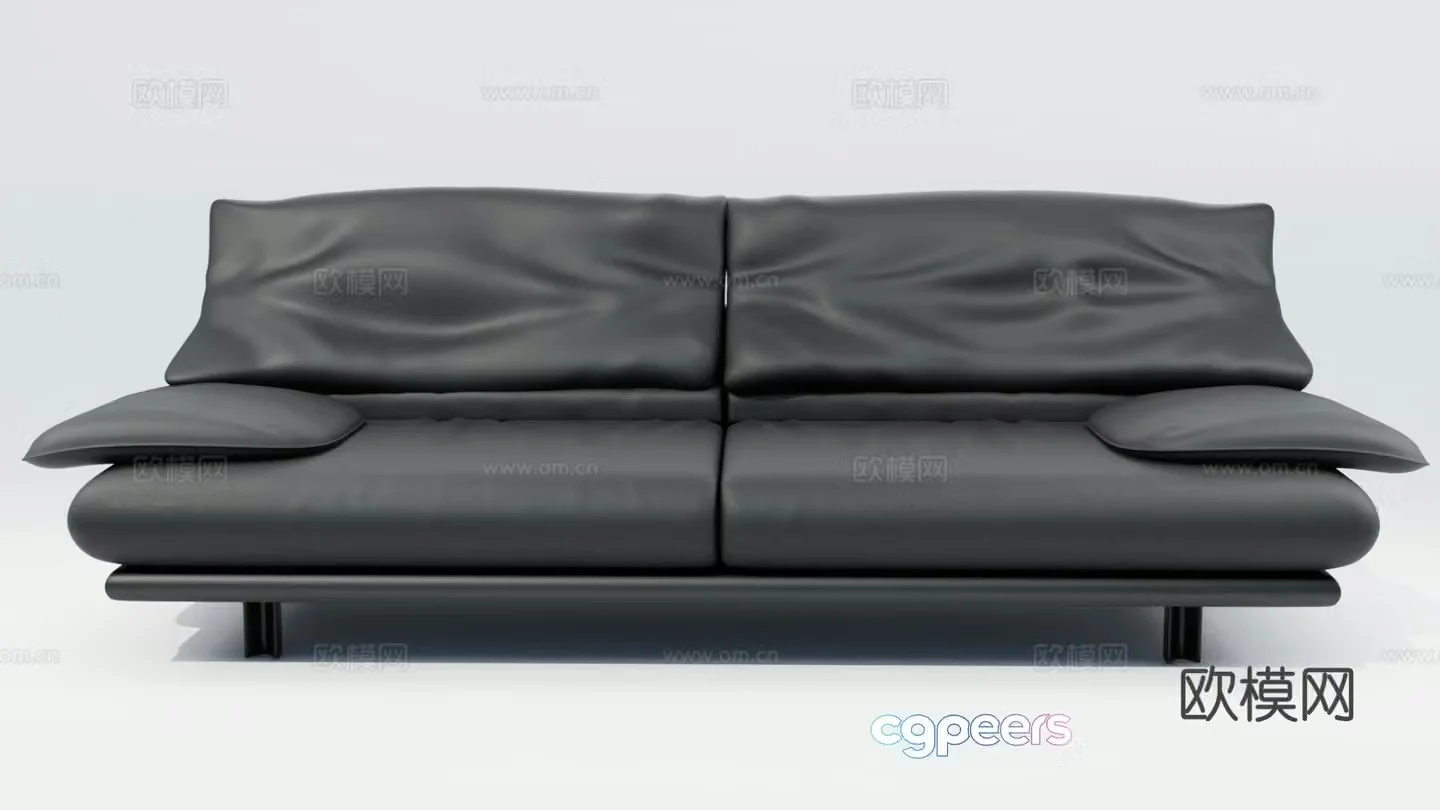 Double sofa leather sofa 3d model