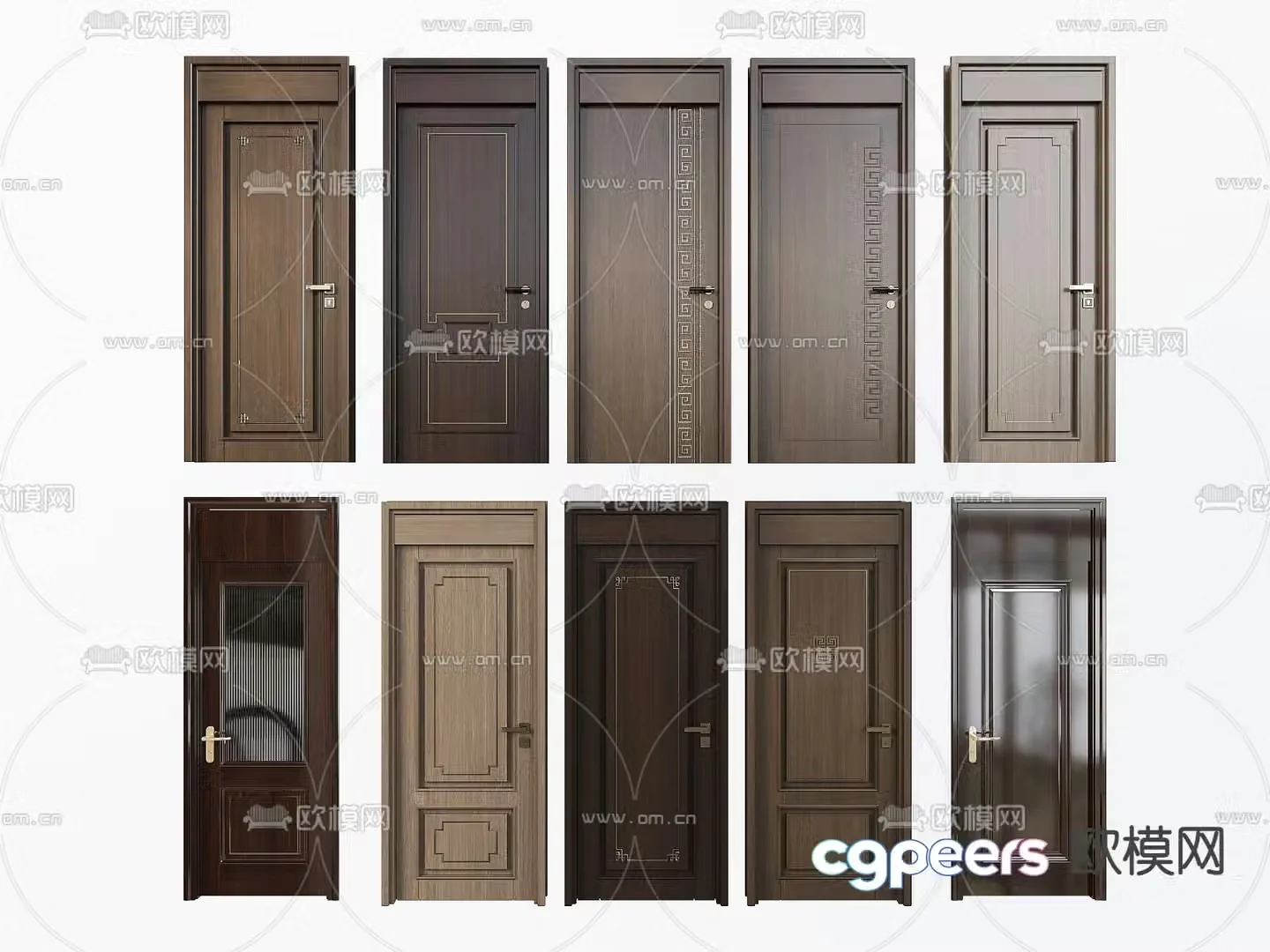 New Chinese style room door through-ceiling door bedroom door 3D model