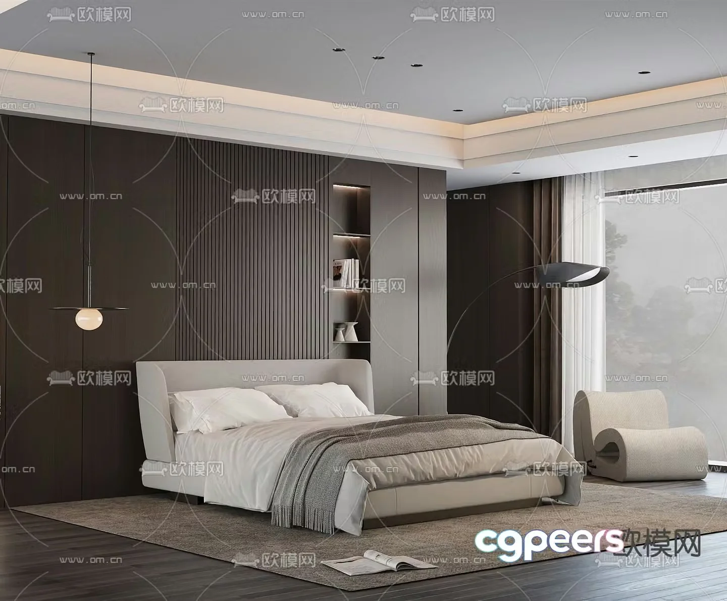Italian double bed 3d model