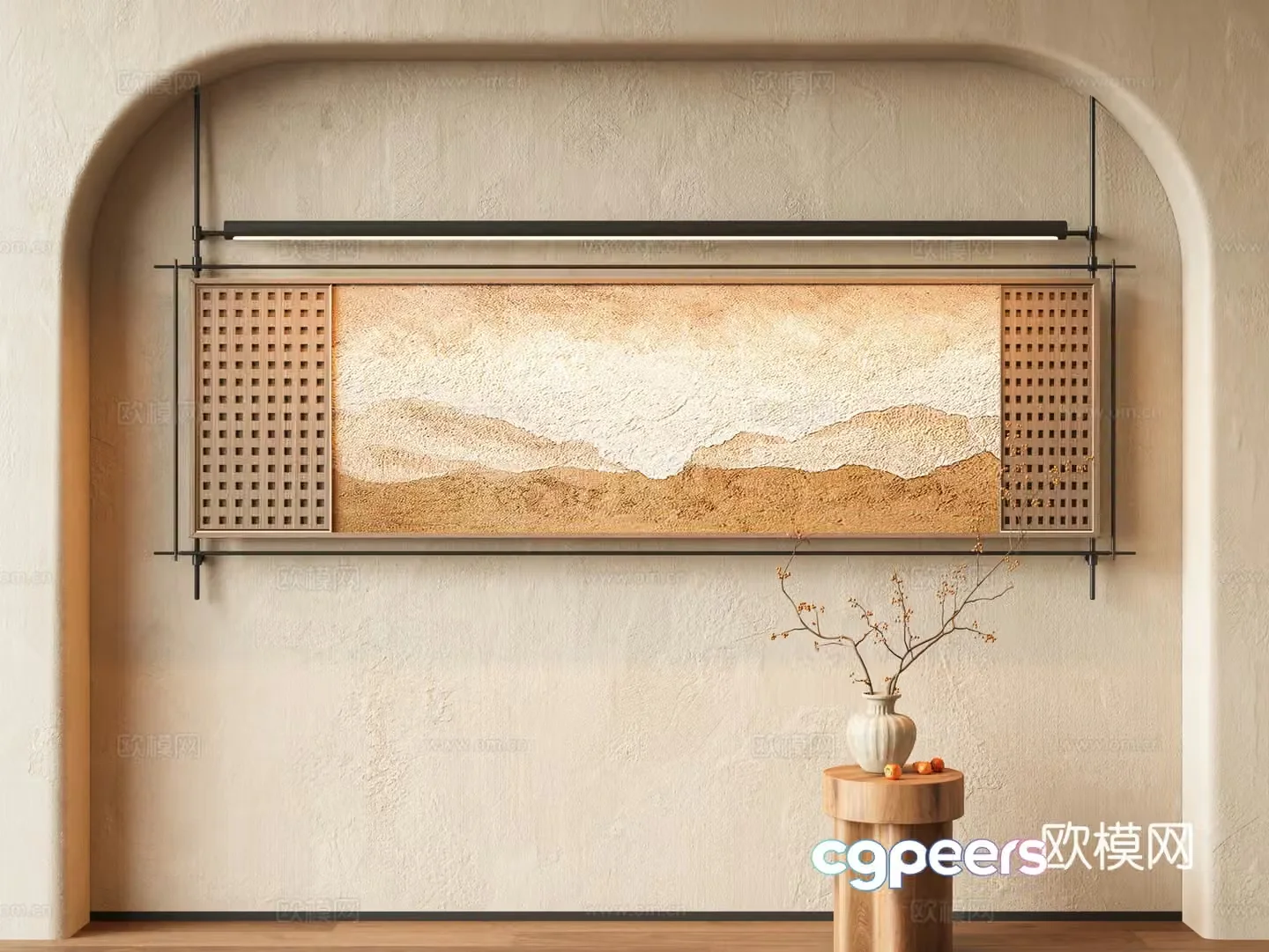 New Chinese style Chinese style hanging paintings Wasabi study high-end paintings lamp paintings tea room hanging paintings living room 3D model