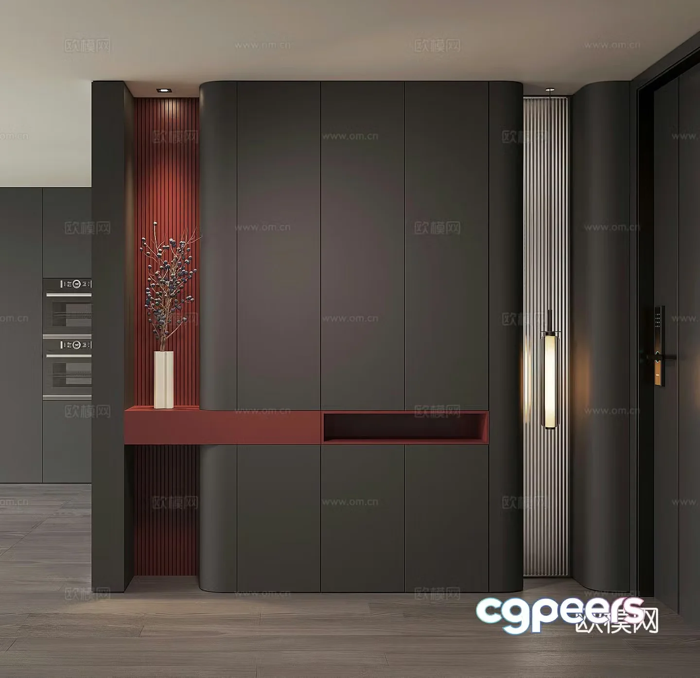 Modern home entrance shoe cabinet 3D model
