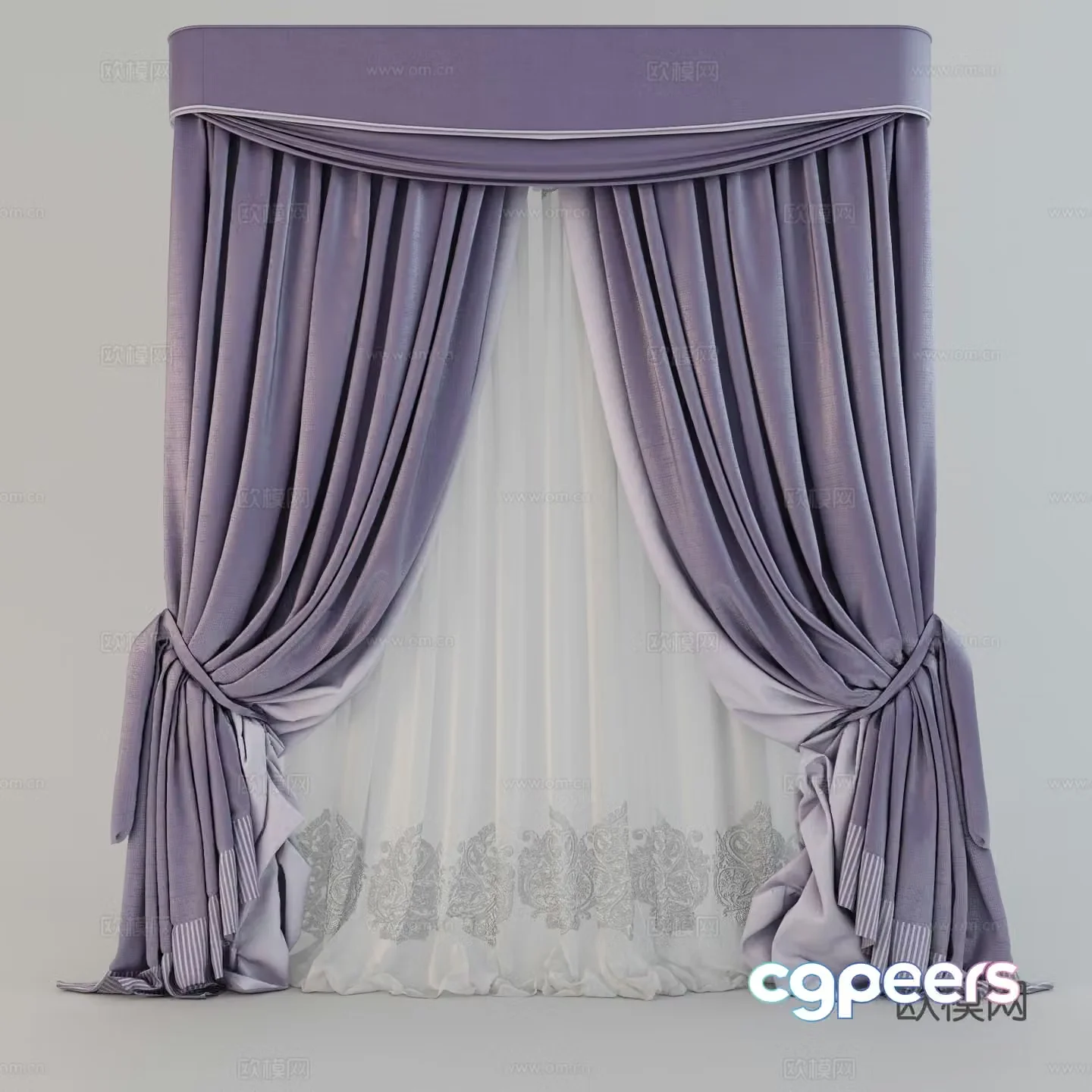 Modern curtains fabric curtains girls room curtains 3d model