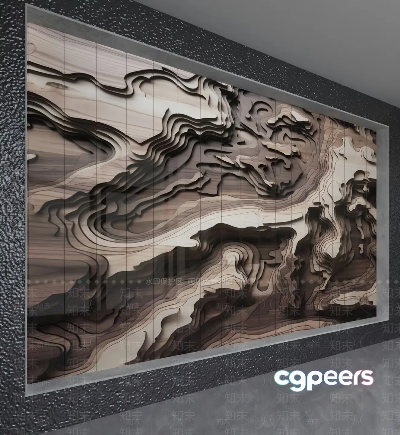 Modern Wood Art Piece 3D Model – 1649 – VRAY Render