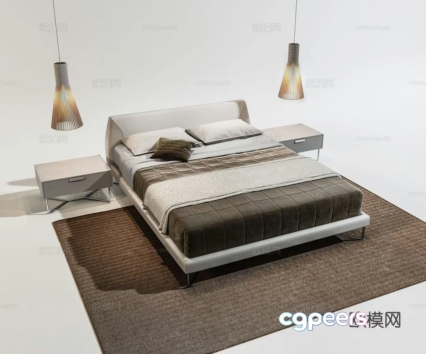 Modern double bed 3d model