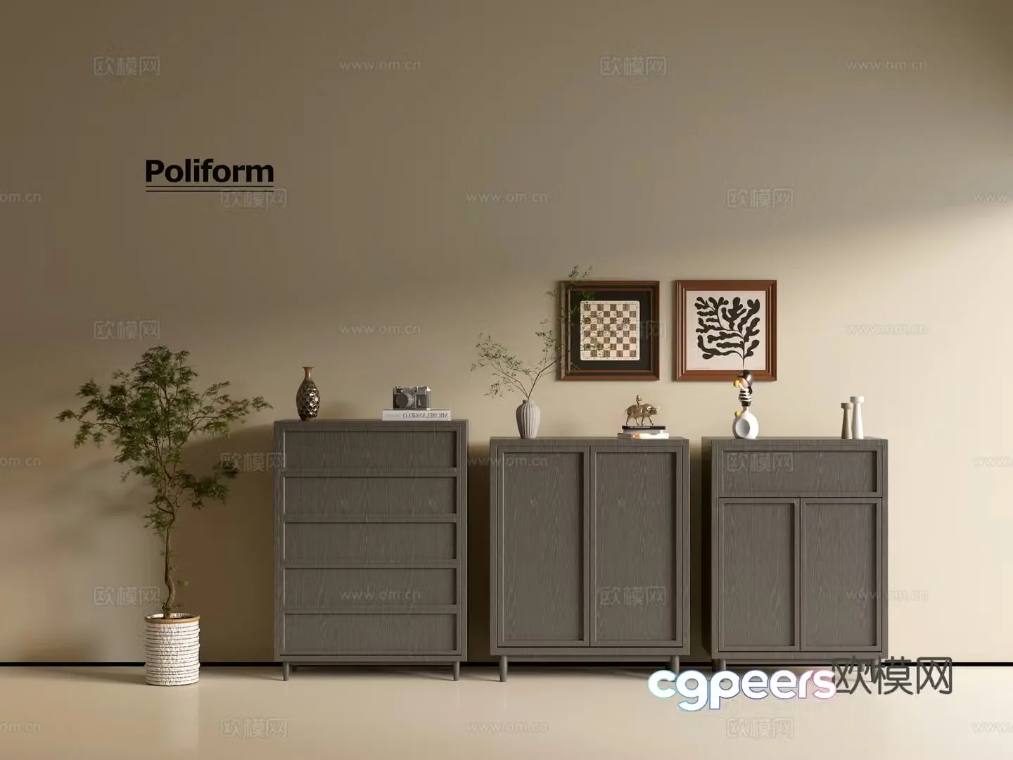 Modern black wood grain cabinet ins wind minimalist wind cabinet whole cabinet sideboard balcony cabinet 3d model