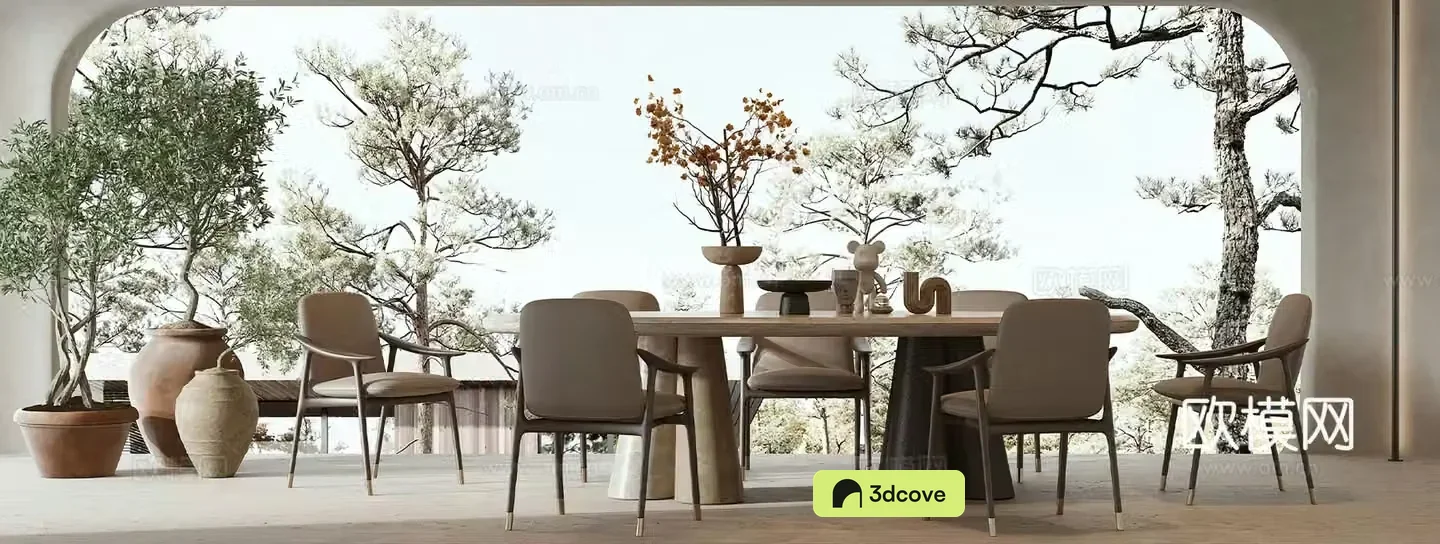 Wabi Sai Restaurant Pot Plant Retro Natural Style Living Restaurant Tea Room Tea House Modern