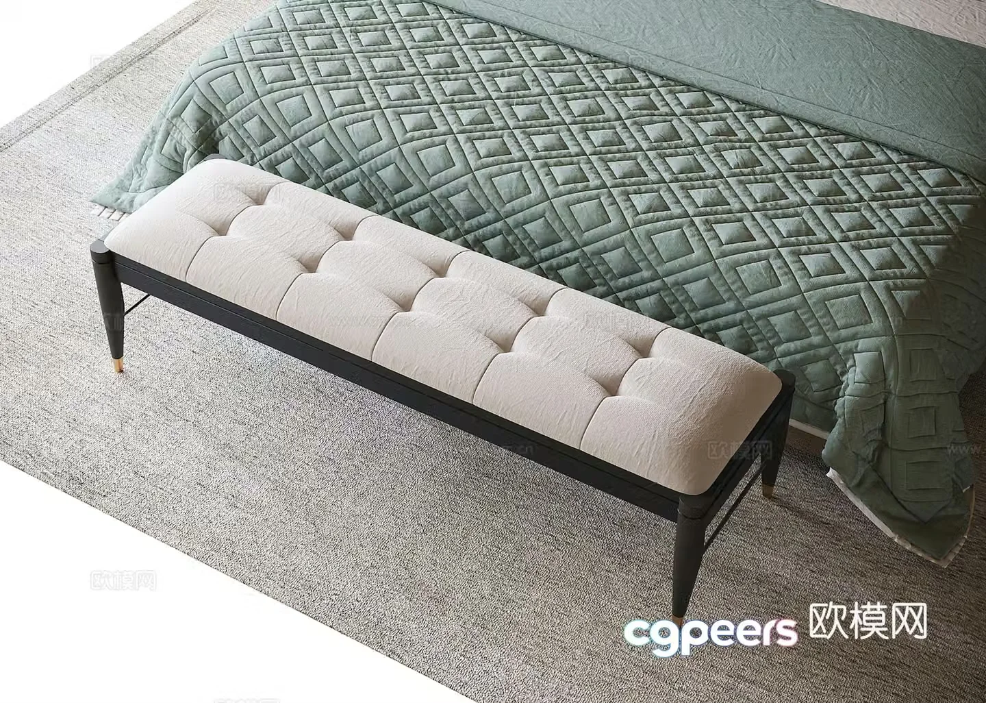 Modern bed tail stool sofa stool changing shoe stool 3D model