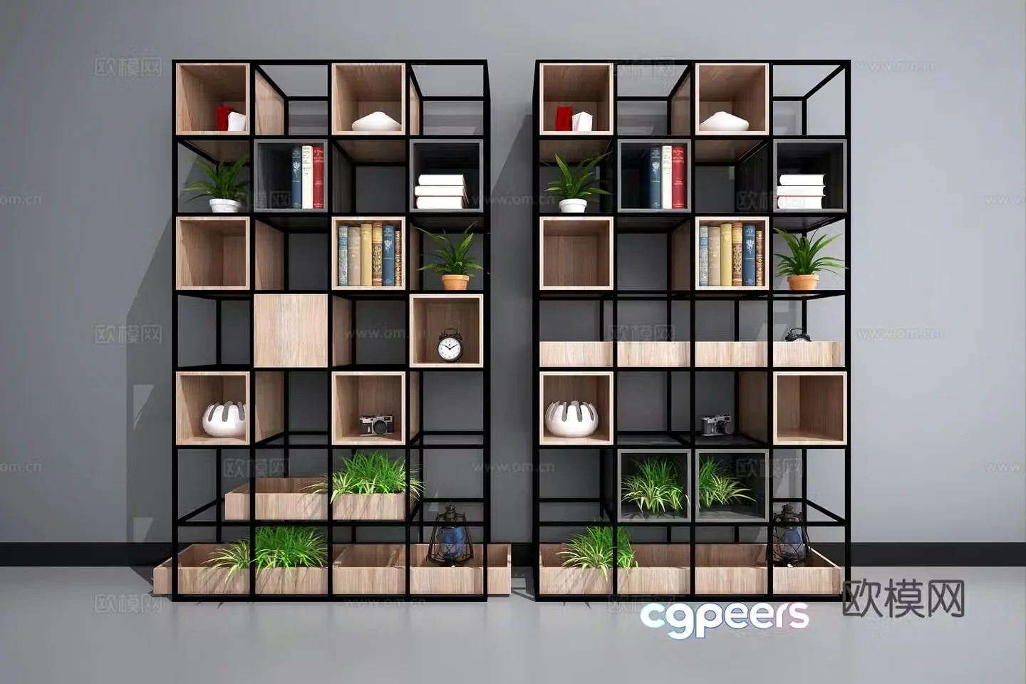 Industrial style bookshelf Industrial shelves Industrial shelves Industrial flower rack Industrial display rack North 3D model
