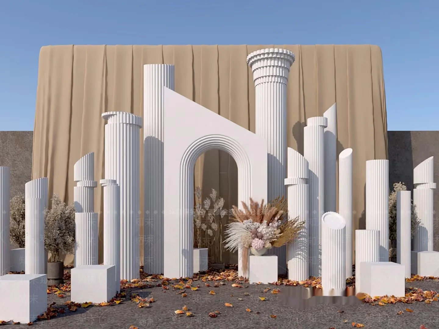 A Decorative Outdoor Space 3D Model – 16612 – VRAY Render