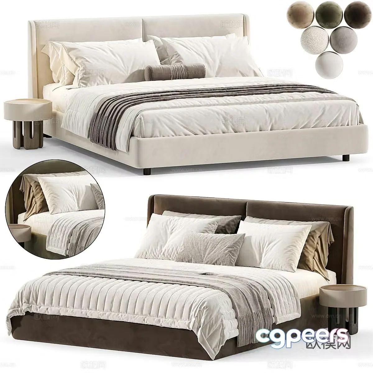 Background double bed 3d model