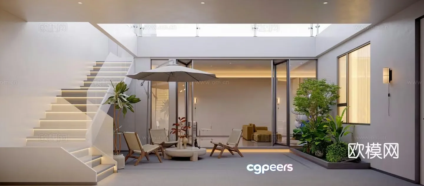 Modern leisure garden landscape outdoor balcony 3d model