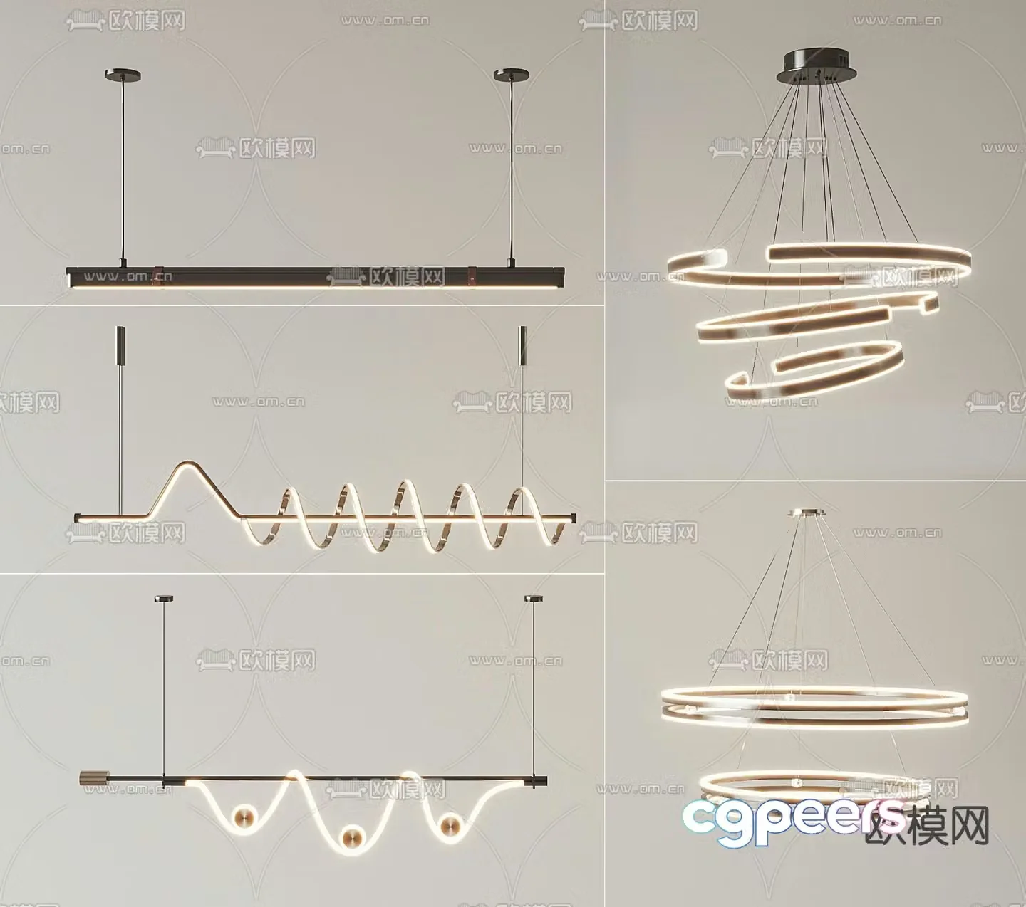 Light luxury chandelier straight chandelier curved chandelier 3D model