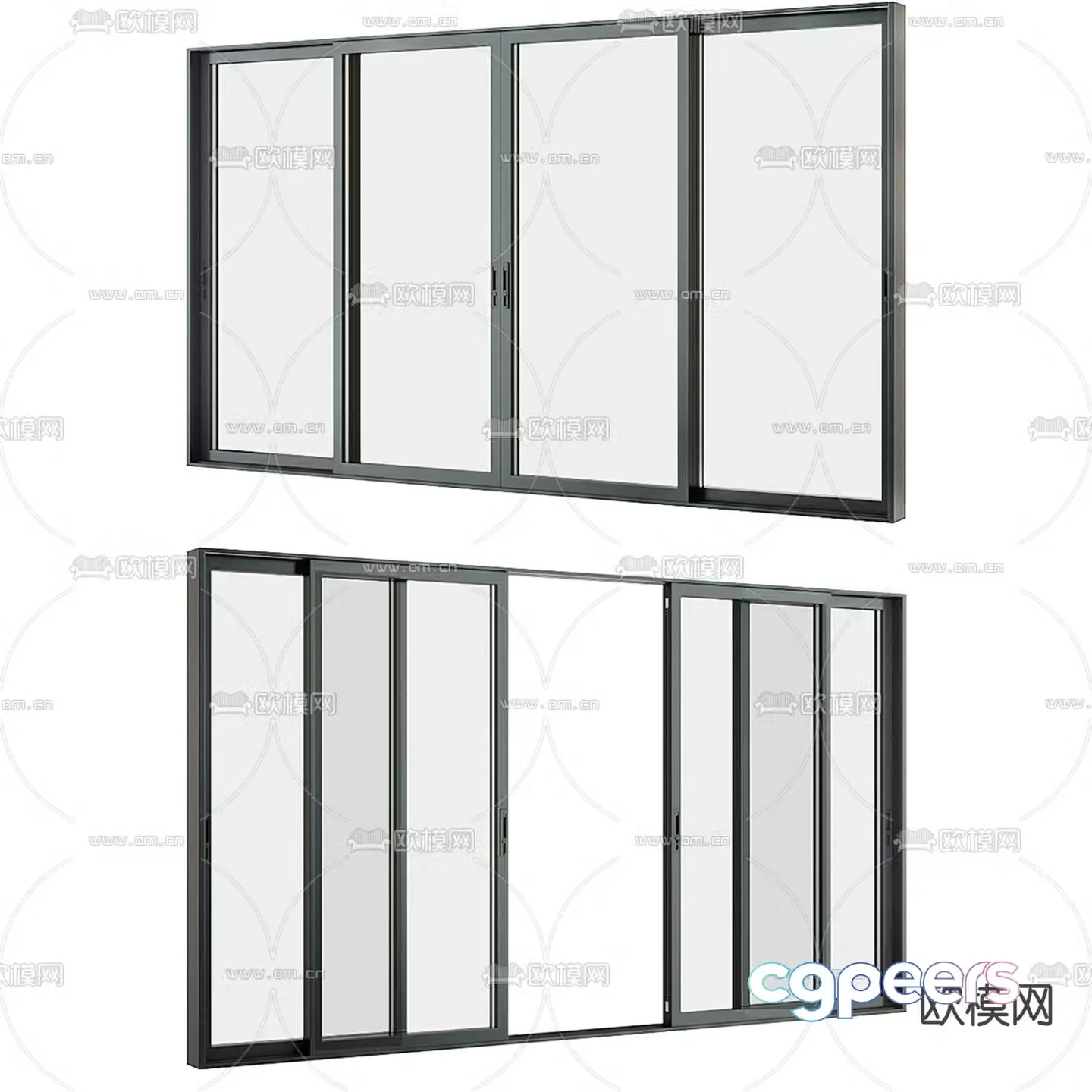 Glass sliding door balcony door 3d model