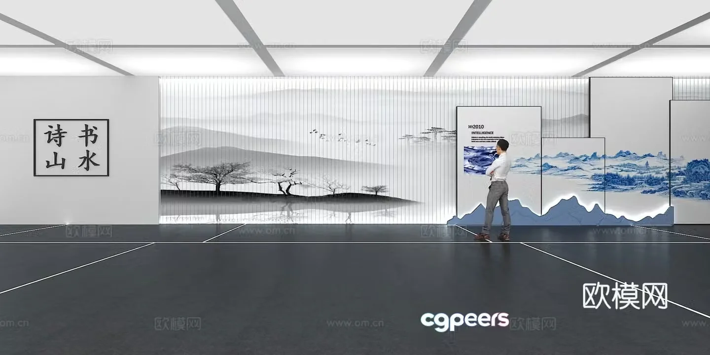 Cultural wall Corporate culture wall Display wall Classroom Exhibition hall Campus culture Corridor 3D model