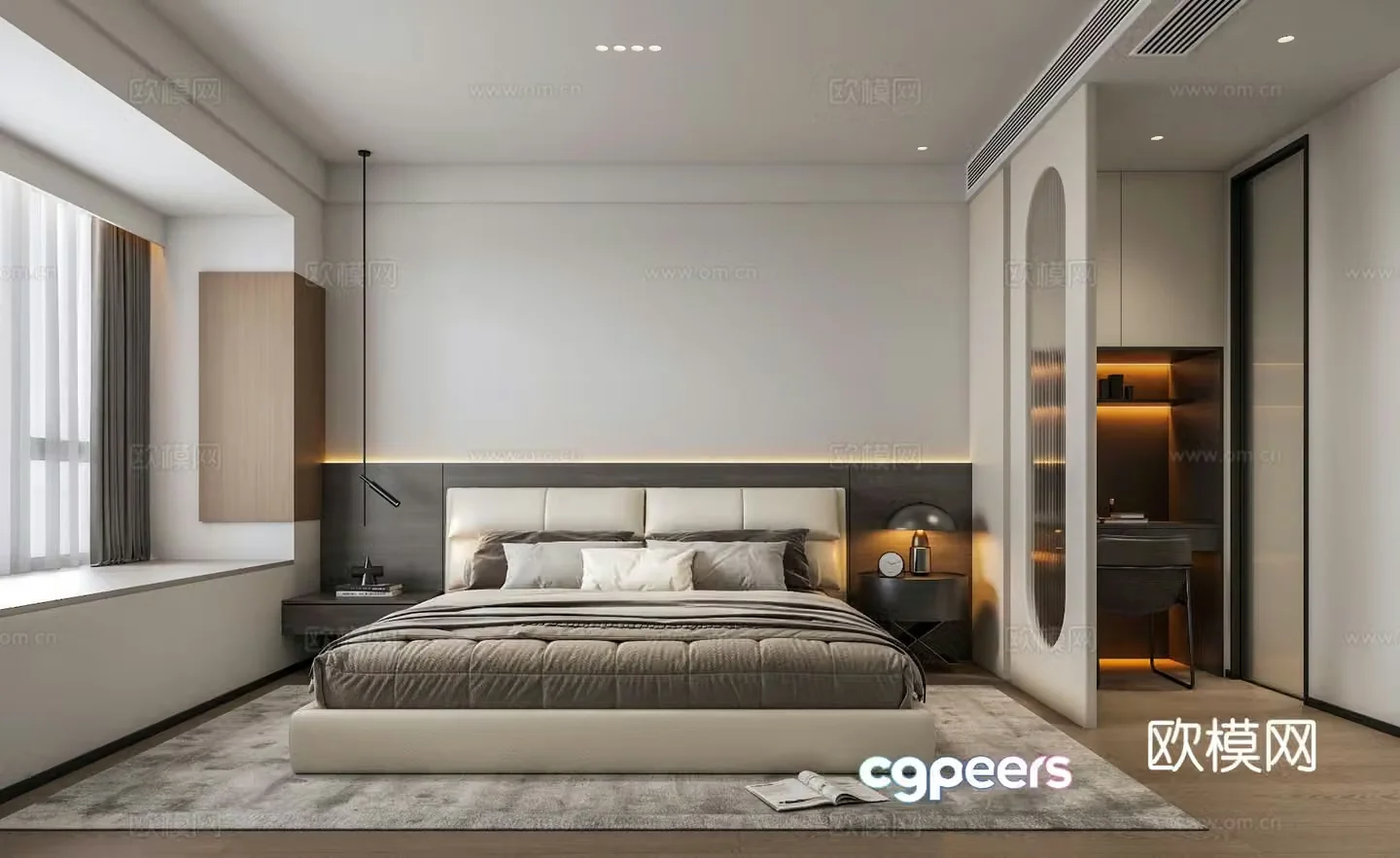 Italian minimalist home bedroom 3d model