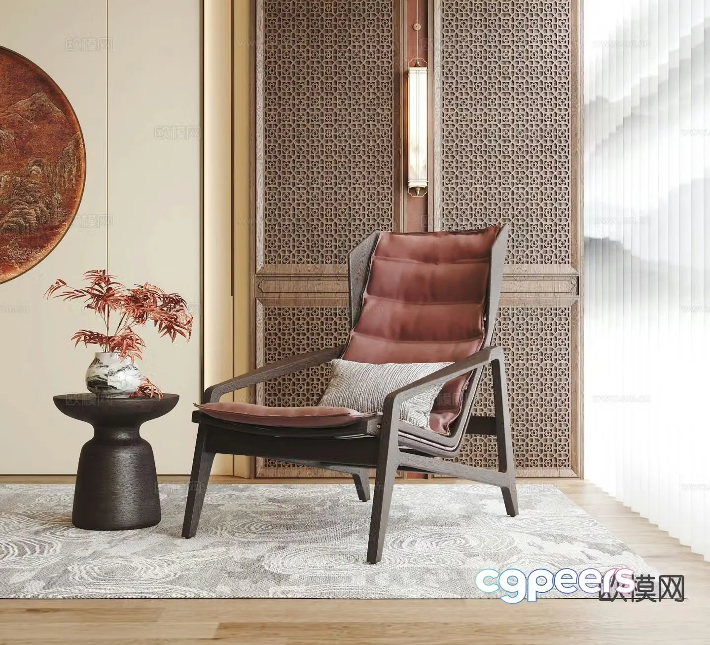 New Chinese style chair leisure chair 3d model
