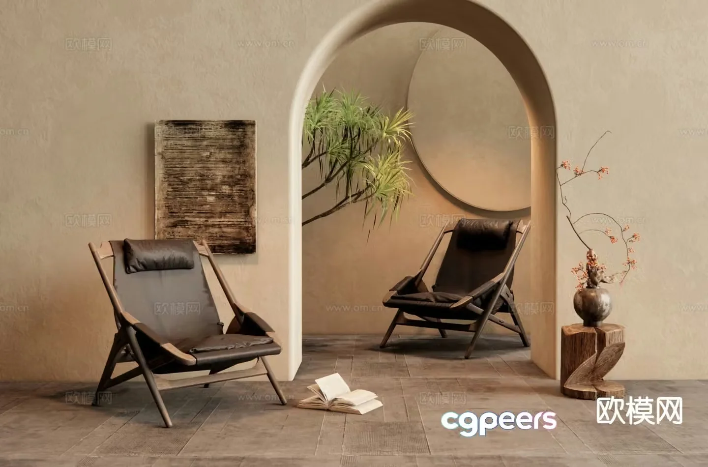 Wabi-sabi chair leisure chair 3d model
