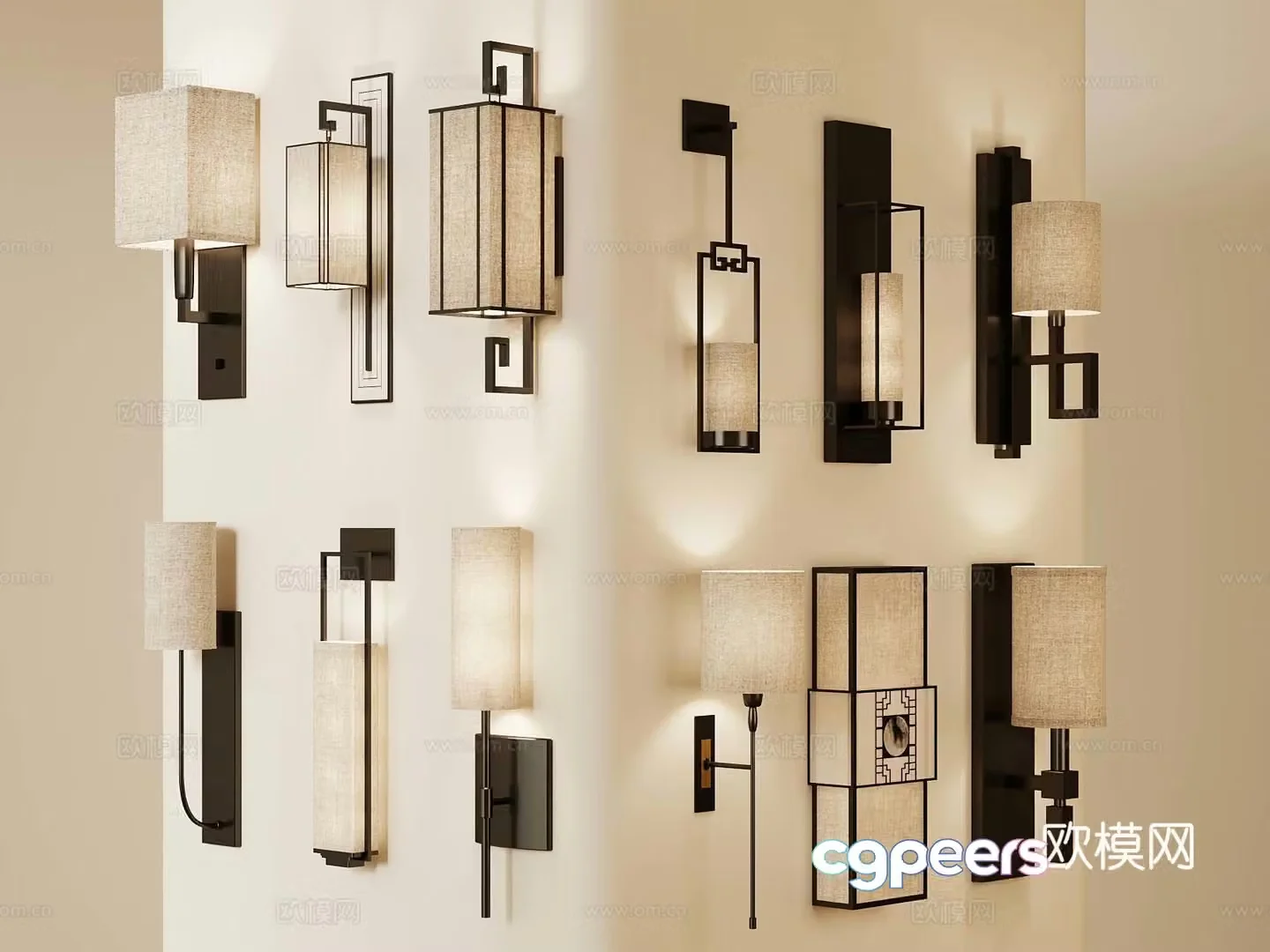 New Chinese wall light 3D model